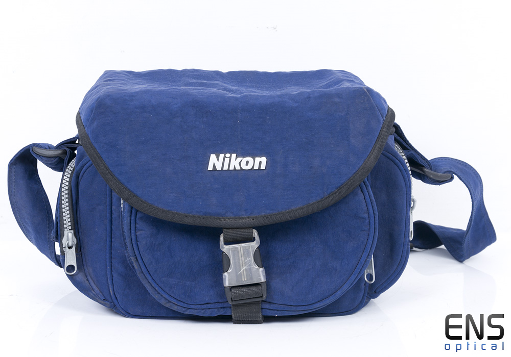 blue camera bag