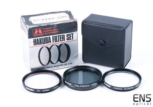 Hakuba 49mm 3 Piece Lens Filter Set - 1A Skylight - 4 Point Star - Polarizer