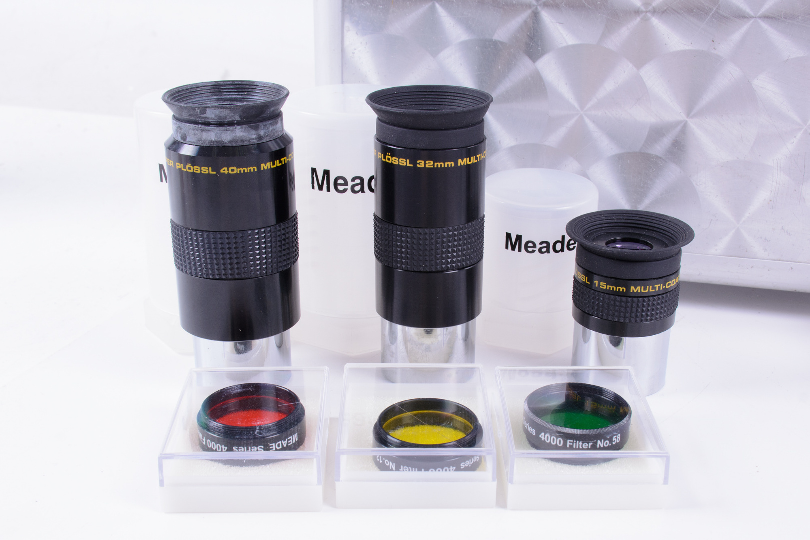 Meade 4000 Series 1.25" Plossl Eyepeice Barlow Filter Set - Mint