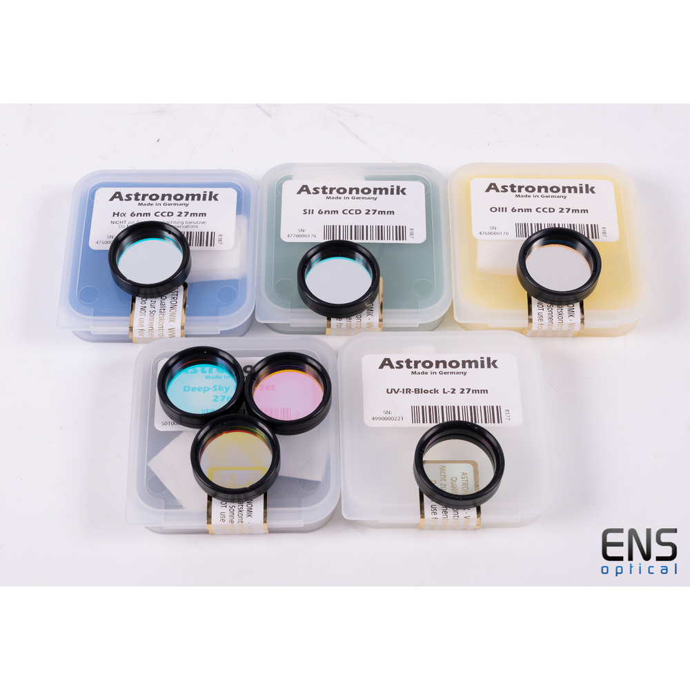 Astronomik 27mm Unmounted Deep Sky LRGBHOS 6nm CCD Filters + 1.25" Cells
