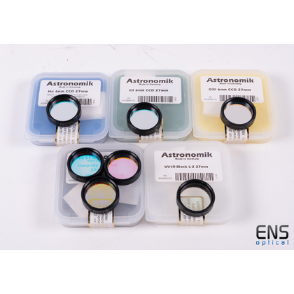 Astronomik 27mm Unmounted Deep Sky LRGBHOS 6nm CCD Filters + 1.25" Cells